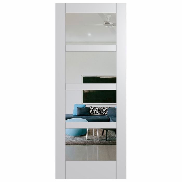 Hume Doors & Timber 620 x 2340 x 35mm Internal Door Primed MDF Hampton Clear Glass HAM4