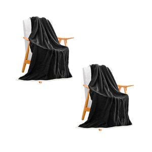 SOGA 2X Black Throw Blankets – Cozy Thick Flannel Fleece Coverlets for Bed and Sofa