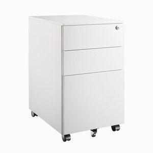 Desky Go Slimline White Steel Mobile Pedestal