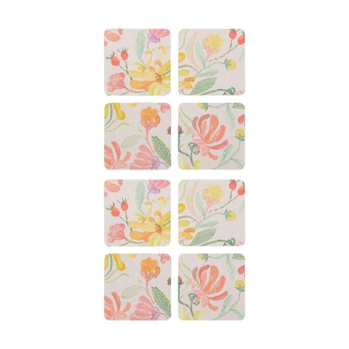 2x 4pc Ecology Midsummer Botanical Florals Rectangle Coasters 10cm