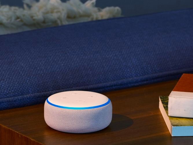 amazon echo dot on a table