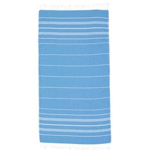 Light Blue and White Thin Turkish Beach Towel - 100cm x 160cm