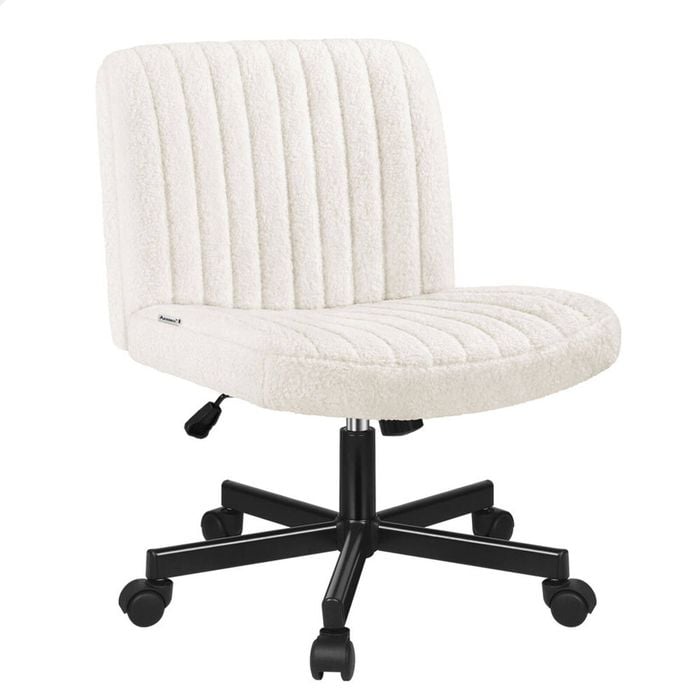 ALFORDSON Armless Office Chair Boucle White