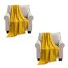 SOGA 2X Mustard Textured Knitted Throw Blanket