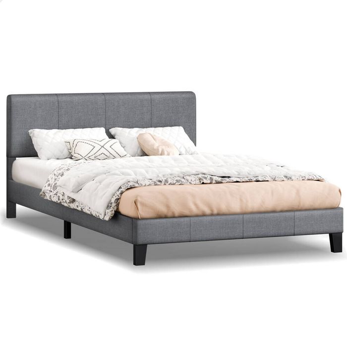 ALFORDSON Bed Frame Double Size Headboard Fabric Grey