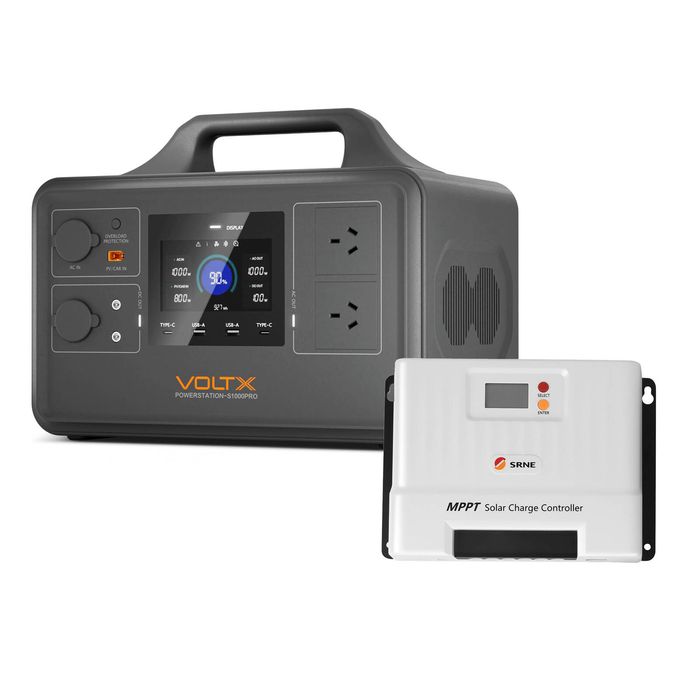 VoltX 1800W 1030Wh Power Station + 20A MPPT Solar Controller - Portable Lithium Backup
