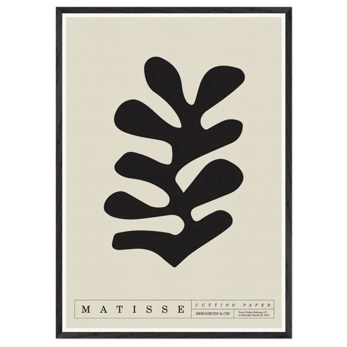 Galrie Henri Matisse Bold Black Cutout Art Print Modern Minimalist Decor, Black Frame, A3 30 x 42cm (12 x 16inch)