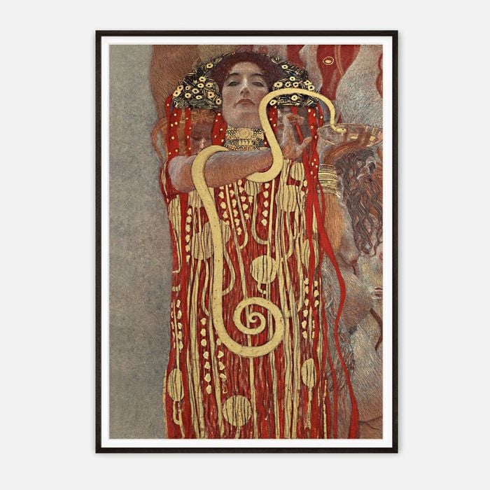 Galrie Gustav Klimt's Hygieia (1907) - Iconic Art Nouveau Print, Black Frame, A2 42 x 60cm (16 x 24inch)
