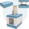 Yes4pets Xl Portable Cat Toilet Litter Box Tray Foldable House With Handle And Scoop Blue