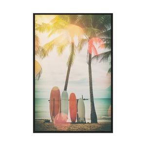 Artey | Sunset Surf Boards - Framed Canvas - Black Frame - 110 x 165cm