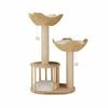 P&P Natural Wood & White Cat Tree Tower With Scratching Post