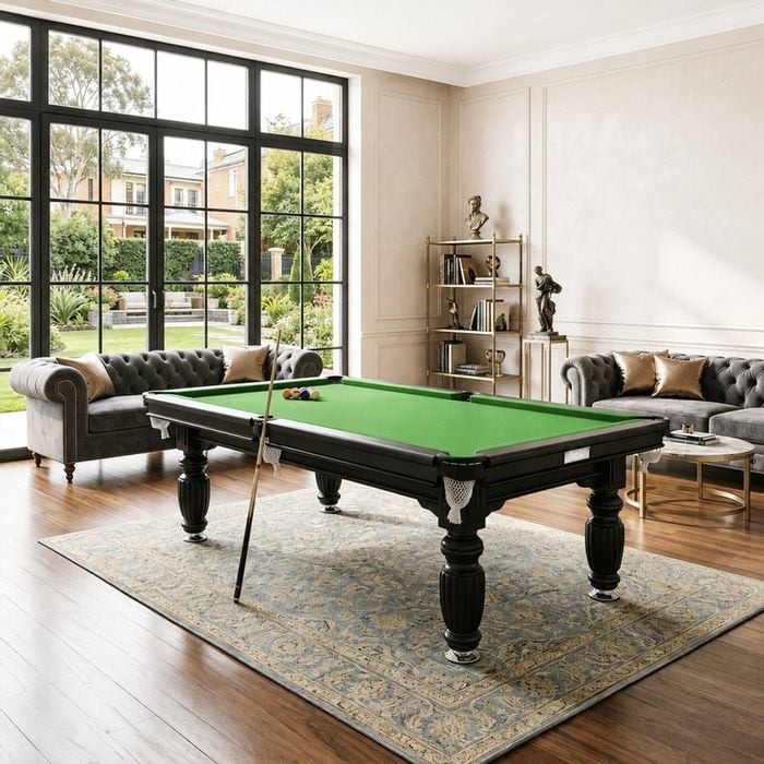 Topone 7ft Slate Pool Table Classic Billiard Table With Solid Wood Frame, Luxury Black Frame & Full Accessories - Green