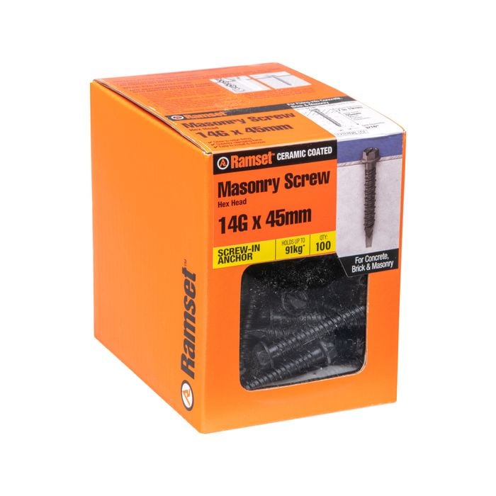 Ramset 14g x 45mm Black Ankascrew - 100 Pack