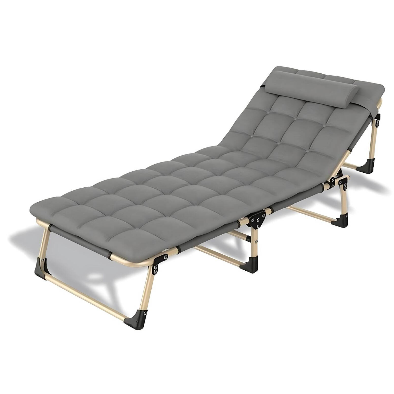 KILIROO Adjustable Portable Folding Bed with Mattress and Headrest Grey Bunnings Australia