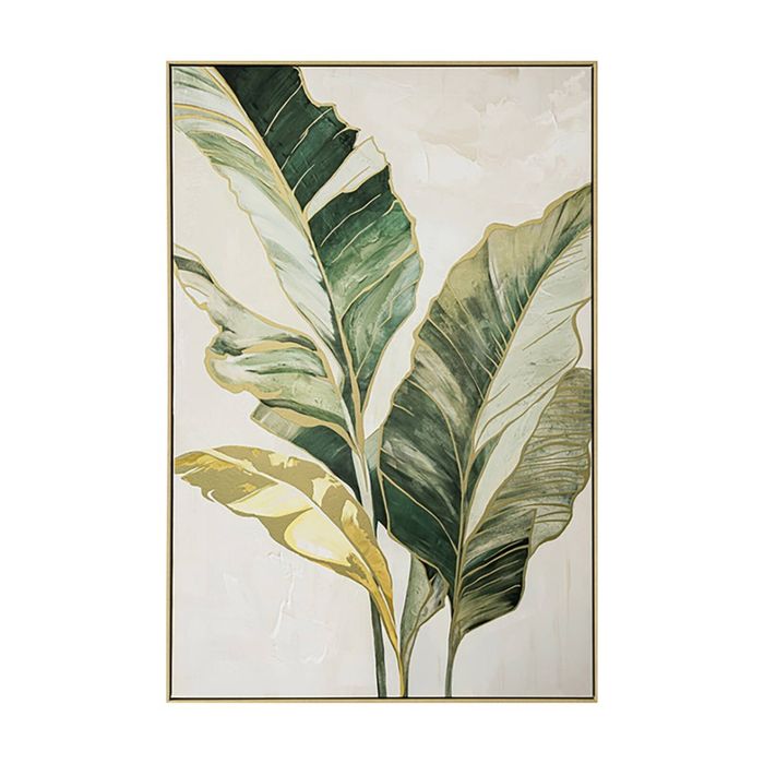 Urban Style Brushmarks Gold Foiled Canvas Print Artwork Palms 825x1225mm