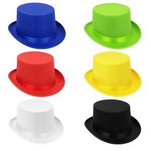 2x SATIN TOP HAT Costume Party Cap Fancy Dress Trilby Fedora One Size Assorted Colours Pack