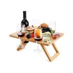 Bamboo Folding Picnic Wine & Cheese Table