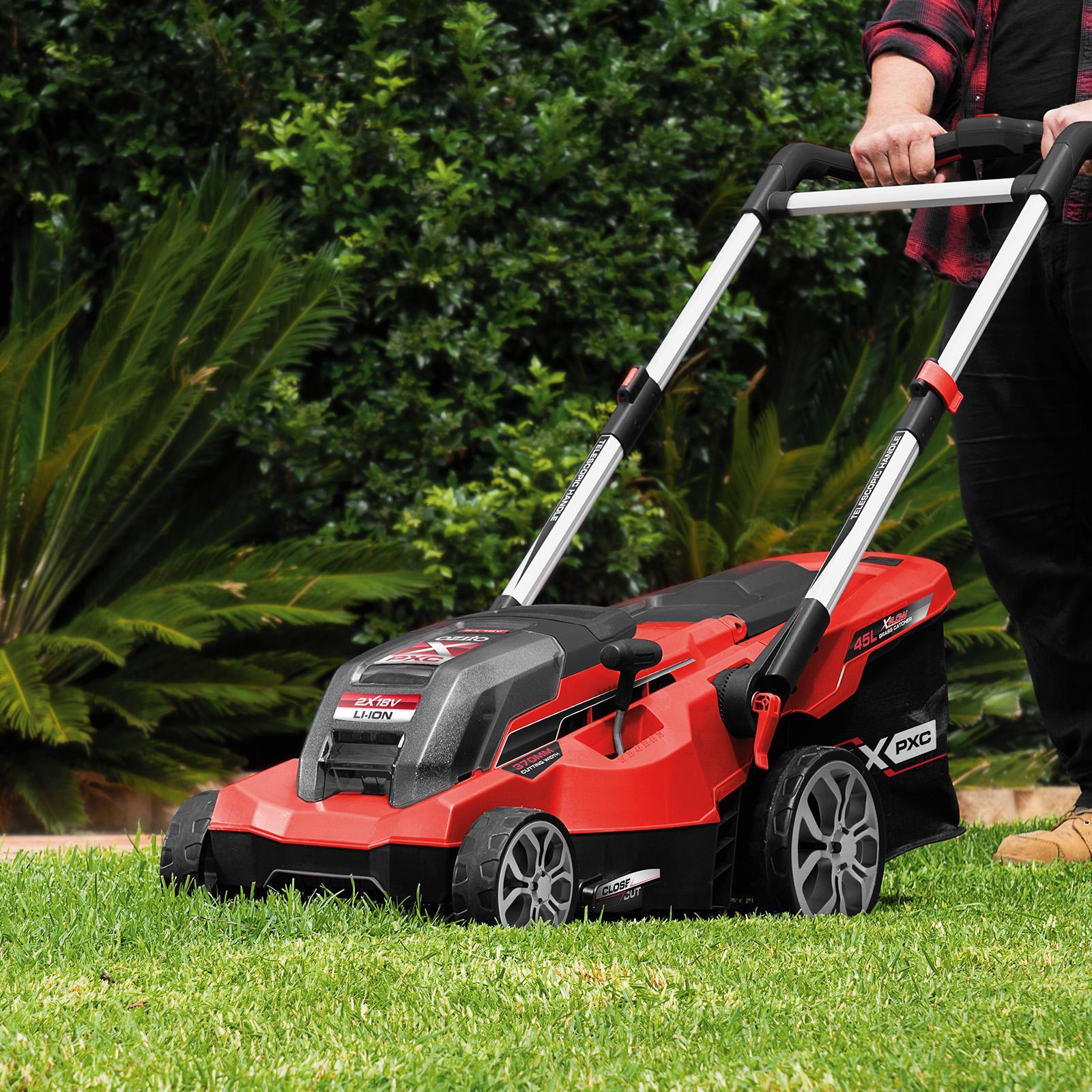 Ozito PXC 36V x 18V 370mm Cordless Telescopic Lawn Mower Kit