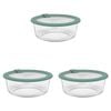 3PK Ecology Store Round Glass Food Container 950ml - Eucalyptus