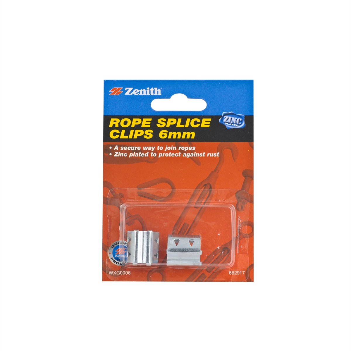Zenith 6mm Zinc Plated Rope Splice Clip - 2 Pack - Bunnings Australia