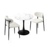 Oikiture 60cm Round Dining Table with 2x Dining Chairs Boucle White&Black