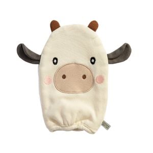 Living Textiles Organic Cotton Baby Bath Mitt Tractor Ride/Cow