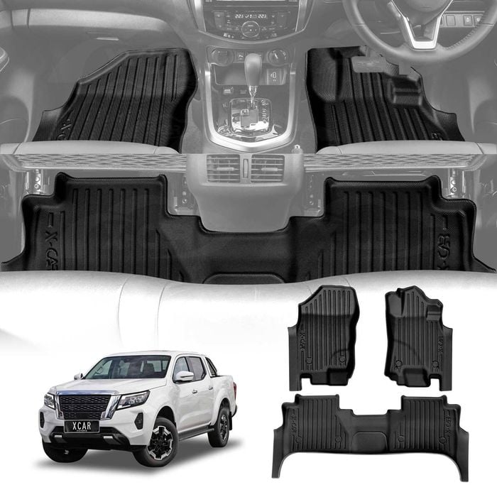 3D TPE Floor Mats for Nissan Navara NP300 Dual Cab D23 2015-2025 Customized All Weather Car Liners