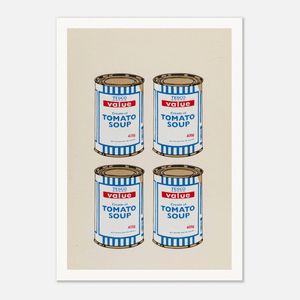 Galrie Banksy Four Soup Cans Art Print - Gold on Cream, 2005 Limited Edition, Poster Only, 70 x 100cm (28 x 40inch)