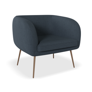 Amour Azure Blue Armchair - Brushed Matt Bronze Legs