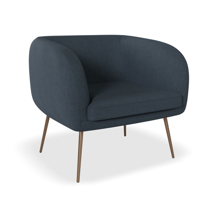 Amour Azure Blue Armchair - Brushed Matt Bronze Legs
