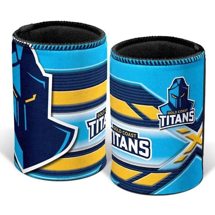 NRL Stubby Can Cooler - Gold Coast Titans - Drink - Rubber Base - Neoprene