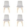 Pack of 4 | Cozy Upholstered Dining Chair | Natural Legs - Light Grey Fabric
