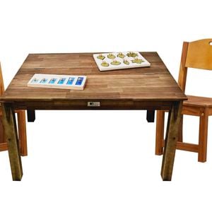 Hardwood Study Desk & 2 Stacking Chairs (Acacia)