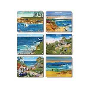 Cinnamon Placemats Cork Backed Set of 6 Surf Safari 30 x 23cm
