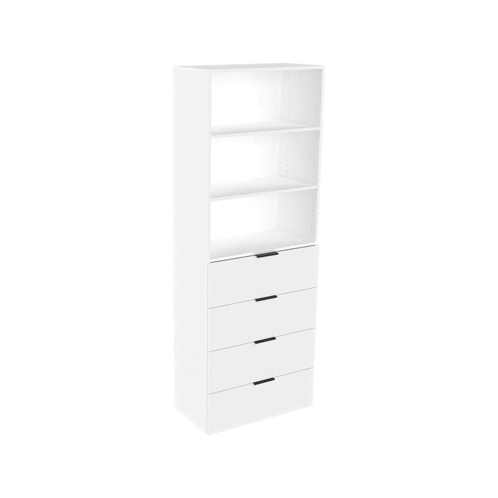 Lugna 2048 x 750 x 380mm White 3 Shelf 4 Drawer Storage Cabinet