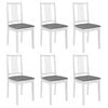 vidaXL 6x Dining Chairs with Cushions White Kitchen Dinner Seating