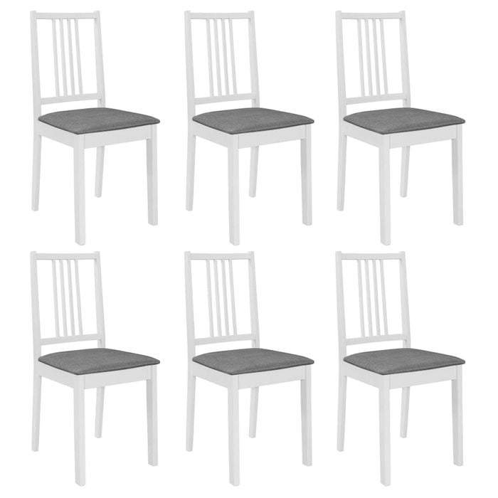 vidaXL 6x Dining Chairs with Cushions White Kitchen Dinner Seating
