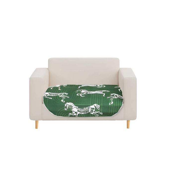 SOGA Sofa Cover Throw Blanket 1-Seater Green Horse Print 90 x 90cm