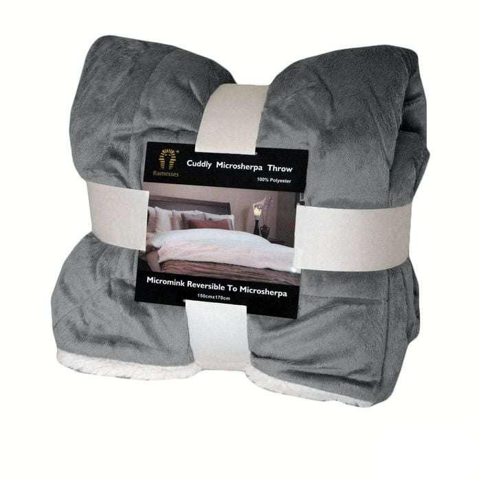 Ramesses Cuddly Microsherpa Throw 150 x 170cm Grey