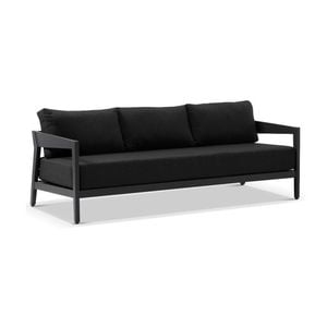 Bronte 3 Seater Outdoor Aluminium Lounge Charcoal & Denim Grey Cushions