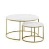 Set of 2 Leonor glass side tables in white and golden steel structure 80 cm / 50 cm