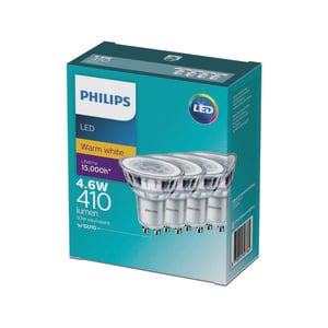 Philips GU10 LED 410Lm Warm White 4.6W Spot - 4 Pack