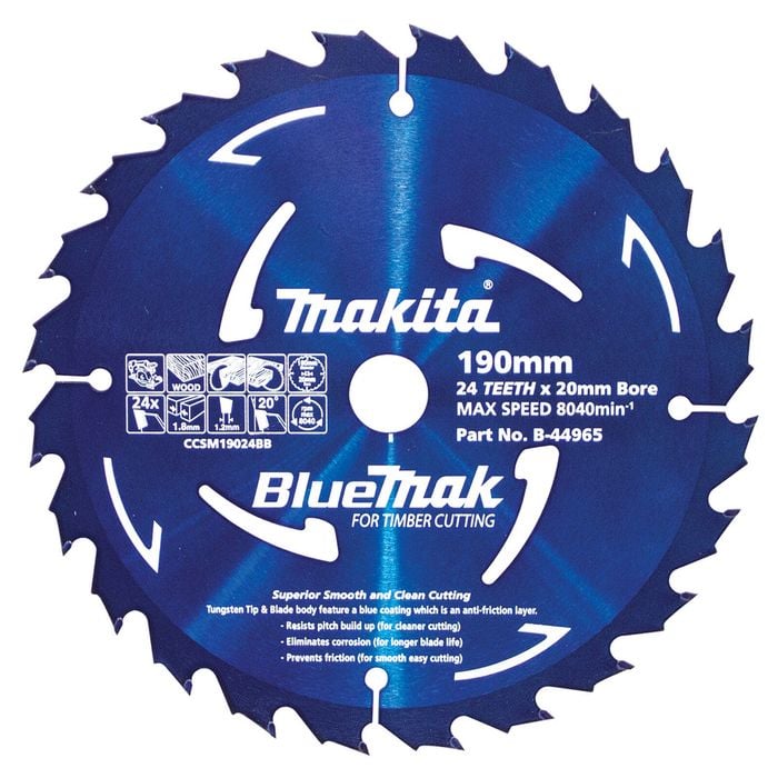 Makita 190mm 24T Bluemark Circ Saw Blade B-44965