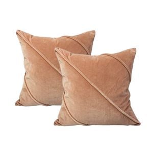 2pc Cloud Linen Trova Cotton Velvet/feather 50cm Cushion Set Square Blush