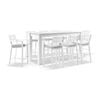 Santorini Outdoor Aluminium 2m Bar Table White With 8 Stools & Textured Grey Cushions