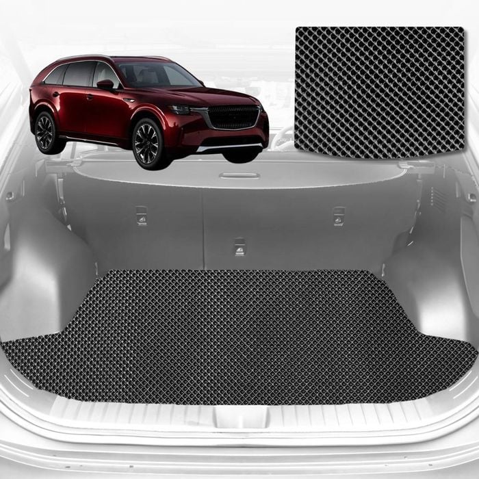 6D Diamond Car Boot Mat for All-new Mazda CX-90 2024-Current-7 Seater-Cargo Mat-Black-Outback GT