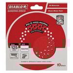 Diablo 125mm Mixed Grit Abrasive Random Orbital Sheet - 10 Pack