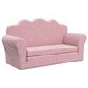 vidaXL Kids' Sofa Bed 2-Seater Children Toddler Mini Couch Pink Soft Plush