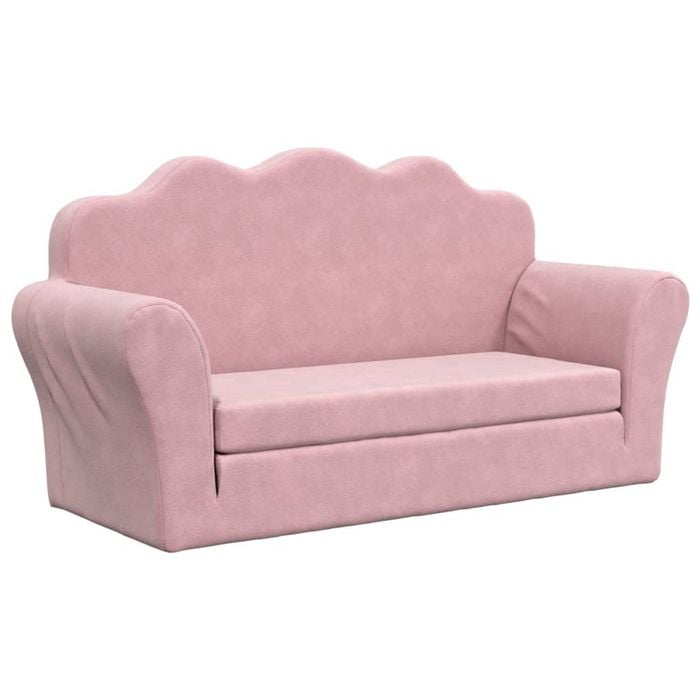 vidaXL Kids' Sofa Bed 2-Seater Children Toddler Mini Couch Pink Soft Plush
