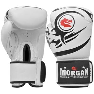 Morgan Elite Boxing & Muay Thai Leather Gloves (8 -12 & 16oz) [12oz White]